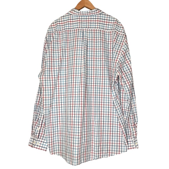 Barbour Large Checks Button Down Collar Shirt Cotton White Blue Long Sleeve XXL - Picture 8 of 13